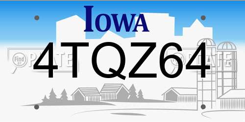 4TQZ64 Iowa License Plate