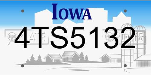 4TS5132 Iowa License Plate