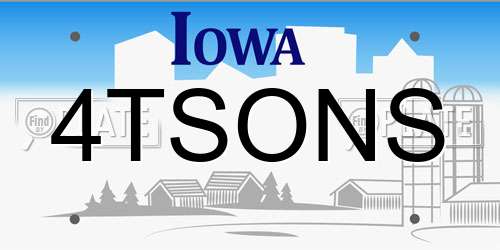 4TSONS Iowa License Plate