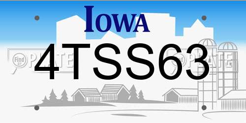 4TSS63 Iowa License Plate