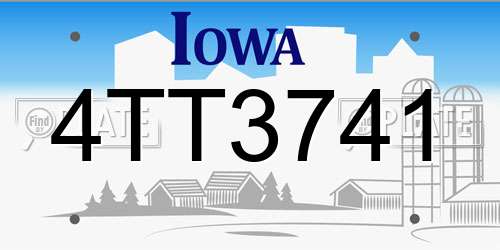 4TT3741 Iowa License Plate