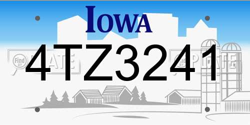 4TZ3241 Iowa License Plate