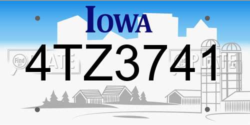 4TZ3741 Iowa License Plate