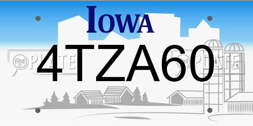 4TZA60 Iowa License Plate