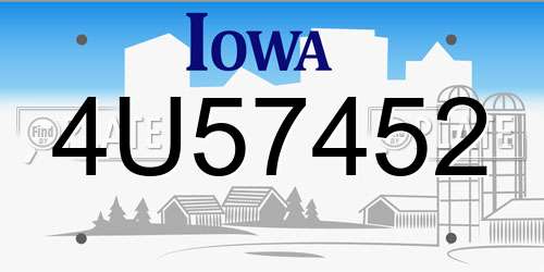 4U57452 Iowa License Plate