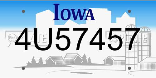 4U57457 Iowa License Plate