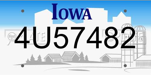 4U57482 Iowa License Plate