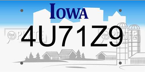 4U71Z9 Iowa License Plate