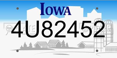 4U82452 Iowa License Plate