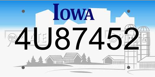 4U87452 Iowa License Plate