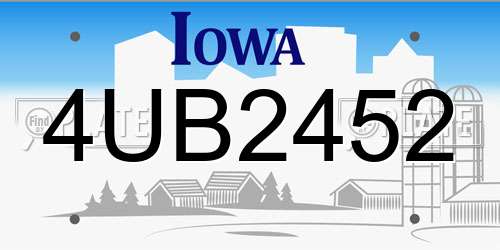 4UB2452 Iowa License Plate