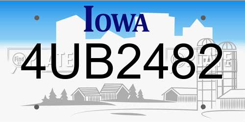 4UB2482 Iowa License Plate