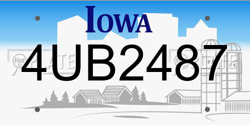 4UB2487 Iowa License Plate