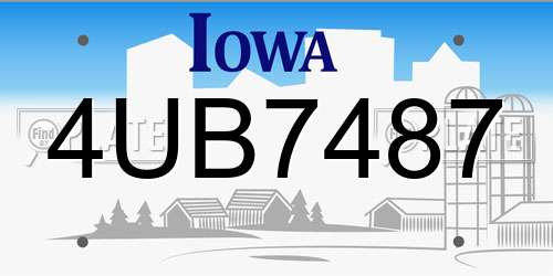 4UB7487 Iowa License Plate