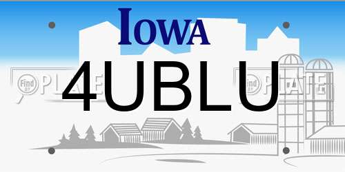 4UBLU Iowa License Plate