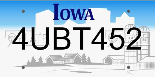 4UBT452 Iowa License Plate