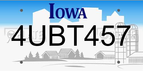 4UBT457 Iowa License Plate