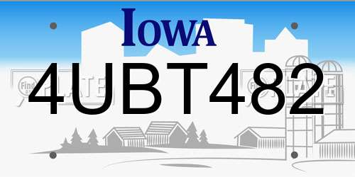 4UBT482 Iowa License Plate