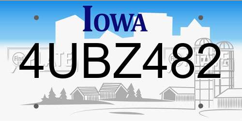 4UBZ482 Iowa License Plate