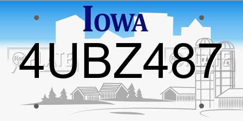 4UBZ487 Iowa License Plate