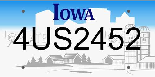 4US2452 Iowa License Plate