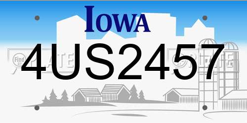 4US2457 Iowa License Plate