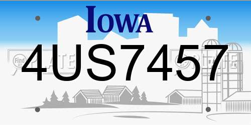 4US7457 Iowa License Plate