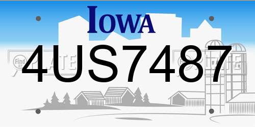 4US7487 Iowa License Plate