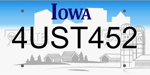 4UST452 Iowa License Plate