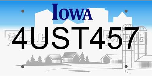 4UST457 Iowa License Plate