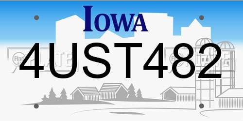 4UST482 Iowa License Plate