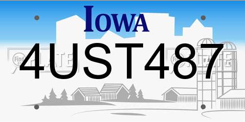 4UST487 Iowa License Plate