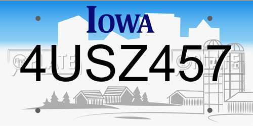 4USZ457 Iowa License Plate