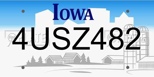 4USZ482 Iowa License Plate