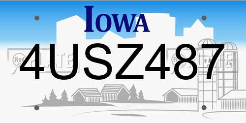 4USZ487 Iowa License Plate
