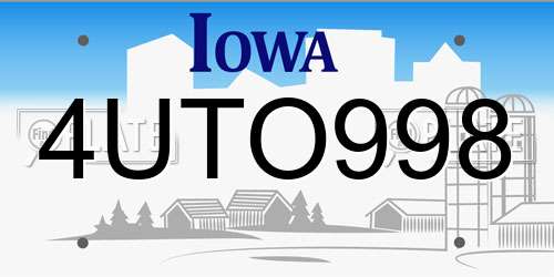 4UTO998 Iowa License Plate