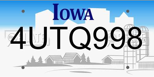 4UTQ998 Iowa License Plate