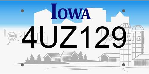 4UZ129 Iowa License Plate