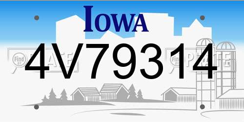 4V79314 Iowa License Plate