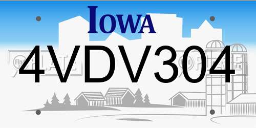 4VDV304 Iowa License Plate