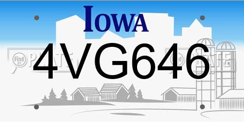 4VG646 Iowa License Plate