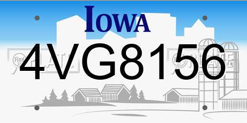 4VG8156 Iowa License Plate