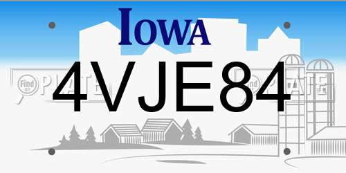 4VJE84 Iowa License Plate