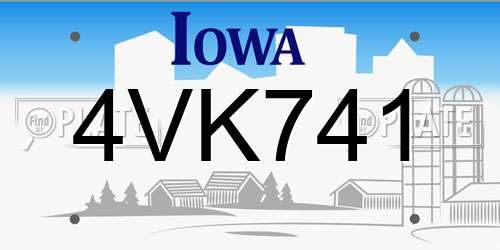 4VK741 Iowa License Plate
