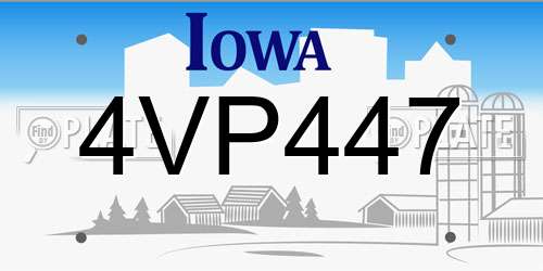 4VP447 Iowa License Plate