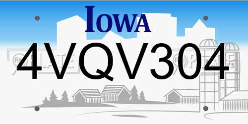 4VQV304 Iowa License Plate