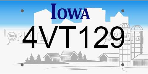 4VT129 Iowa License Plate