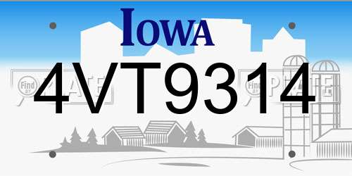 4VT9314 Iowa License Plate