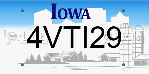 4VTI29 Iowa License Plate