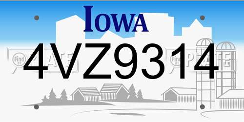 4VZ9314 Iowa License Plate